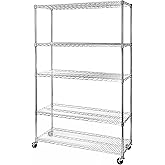 Seville Classics UltraDurable Heavy Duty NSF Solid Steel Wire Rack Storage Unit Organizer for Garage, Warehouse, Office, Restaurant, Classroom, Kitchen, 5-Tier Shelving, 48" W x 18" D