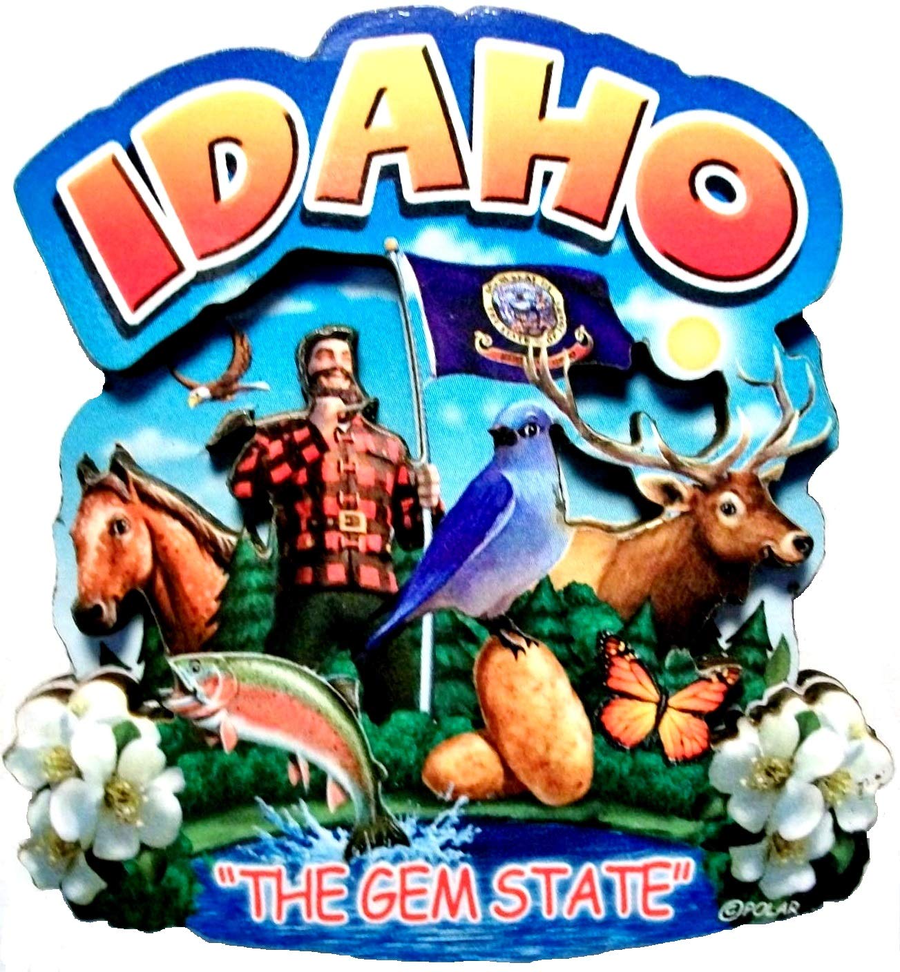 Idaho the Gem State Artwood Montage Fridge Magnet