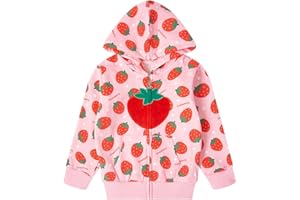 RETSUGO Girls Zip Up Hoodie Jacket Toddler Unicorn Rainbow Sweatshirt Kids Hooded Coat Casual Outerwear Size 2-7 Years