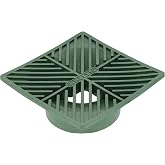 NDS 5, 6-Inch Square Grate, Connects to 3-Inch and 4-Inch Drain Pipes and Fittings, for Small Lawns, Landscaping and Patios, Plastic, Green