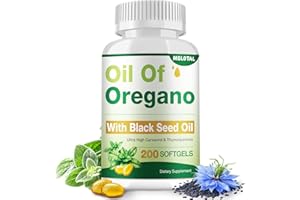 MSLOTAL Oil of Oregano with Black Seed Oil 200 Capsules, 2-in-1 Oregano Oil Capsules Organic, Digestive & Antioxidant Support, Plant Based, Non-GMO, Gluten-Free Easy to Swallow Oregano Capsules