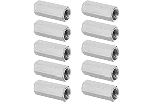 PATIKIL 1/2"-13 UNC Hex Coupling Nuts, 10Pcs 1.77" Long Fully Threaded Rod Coupling Nut Studding Connector Fasteners Galvaniz