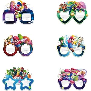 12Pcs Mario Party Set, Party Decorative Glasses, Cosplay Decorative Glasses, Suitable for Witch Marlo Group Birthday Parties,