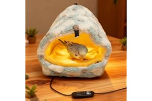 Bird Nest Bed for Cage, Cozy Bird Bed for Cage with Mat, Large Warm Bird Nest Beds House, Hanging Birds Hut for Monk Rose-Rin