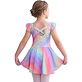 Mecceos Girls Ballet Leotards Skirt Toddler Dance Ballerina Dresses Outfit Gymnastic Ruffle Butterfly Sleeve