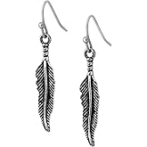 HAQUIL Vintage Antique Feather Dangle Drop Earrings, Native American Tribal Jewelry Gift for Women