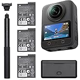DJI Osmo 360 Adventure Combo - Waterproof 8K 360° Action Camera with 1-Inch Sensor, 128GB Built-in Storage, 100-Min 8K Recording, 4K/120fps & 170° Wide-Angle Video, with 3 Extreme Batteries (1950 mAh)