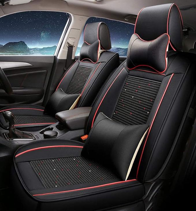 CLH Juego de Fundas de Asiento de Coche, Cojines de Piel Entera, cojín