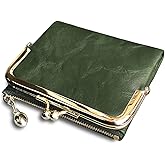 PofeeXIO Womens Wallet RFID Small Compact Bifold Leather Vintage Wallet,Ladies Coin Purse with Zipper and Kiss Lock