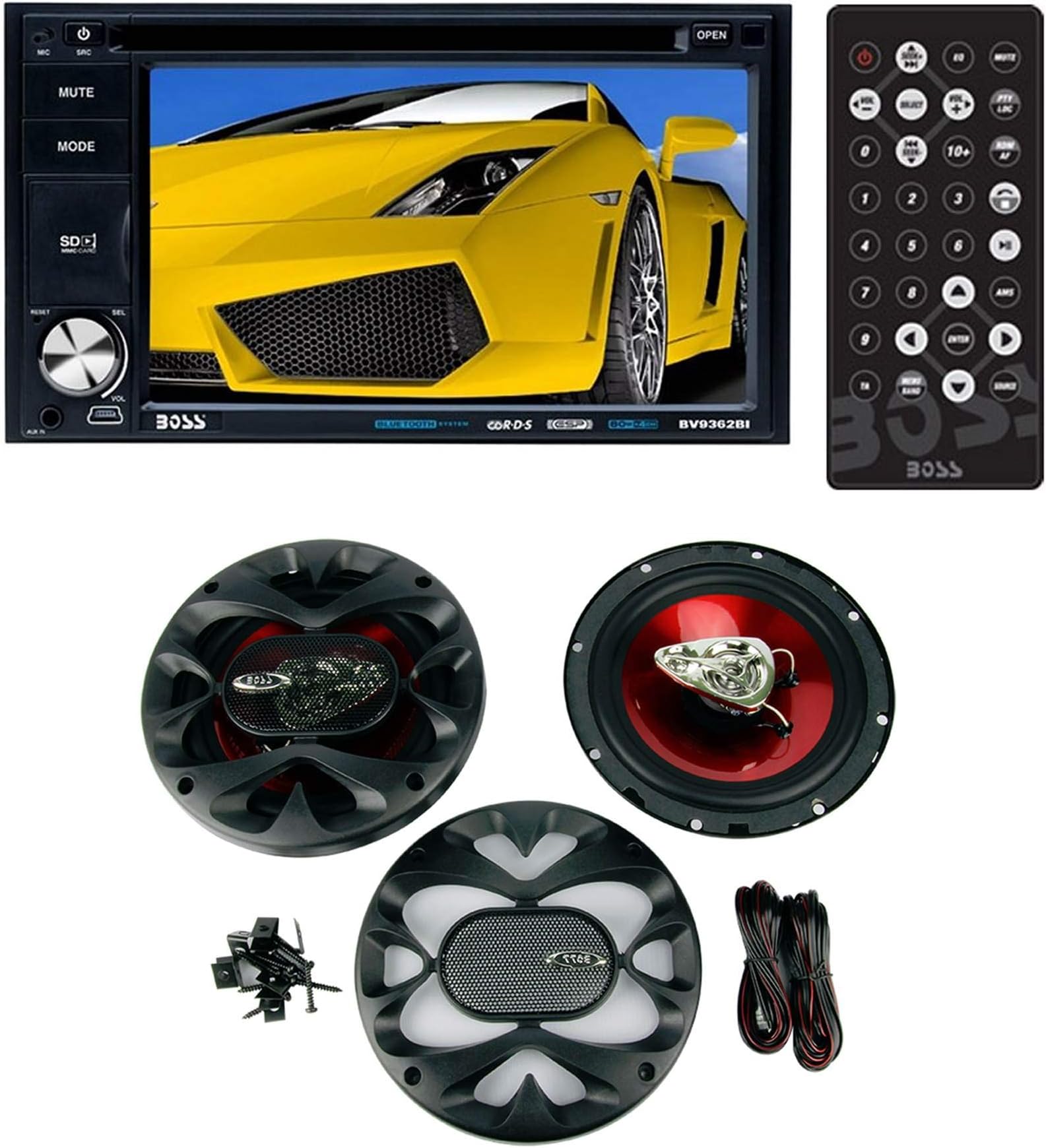 BOSS BV9362BI 6.2" Bluetooth Touchscreen DVD/CD Car Player + 6.5" Speakers Pair