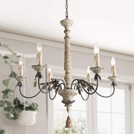 Laluz 6 Lights French Country Chandelier With Metal Flower Arms In