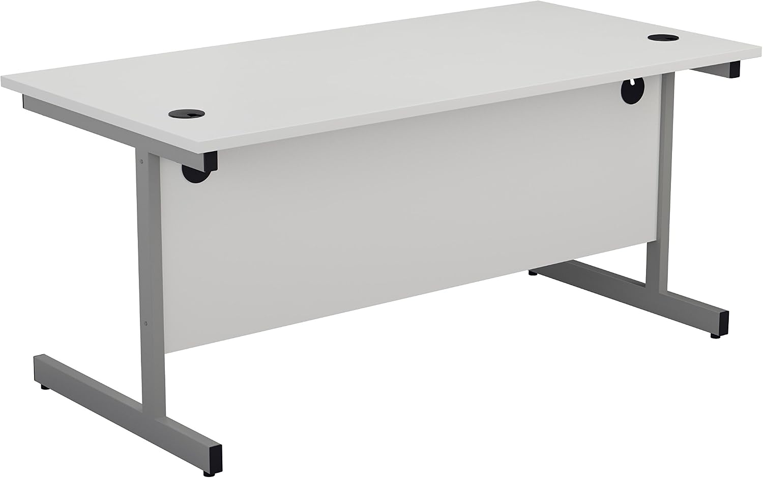 Office Hippo Heavy Duty Rectangular Cantilever Office Desk, 140 x 60 x 73 cm, Silver Frame, White Top - Image 5