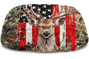 JOAIFO American Flag Car Winch Cover, Deer Winch Covers Polyester Waterproof Winch Protection Cover with Elastic Band for Electric Winches up to 12000 Lbs Easy to Install