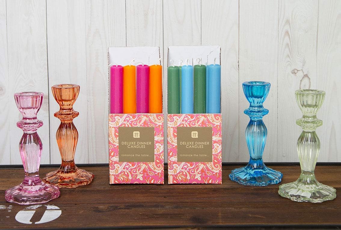 Pink Glass Candlestick Holder, Decorative Taper Candle Stand Valentines Dinner Table Decorations - Image 4