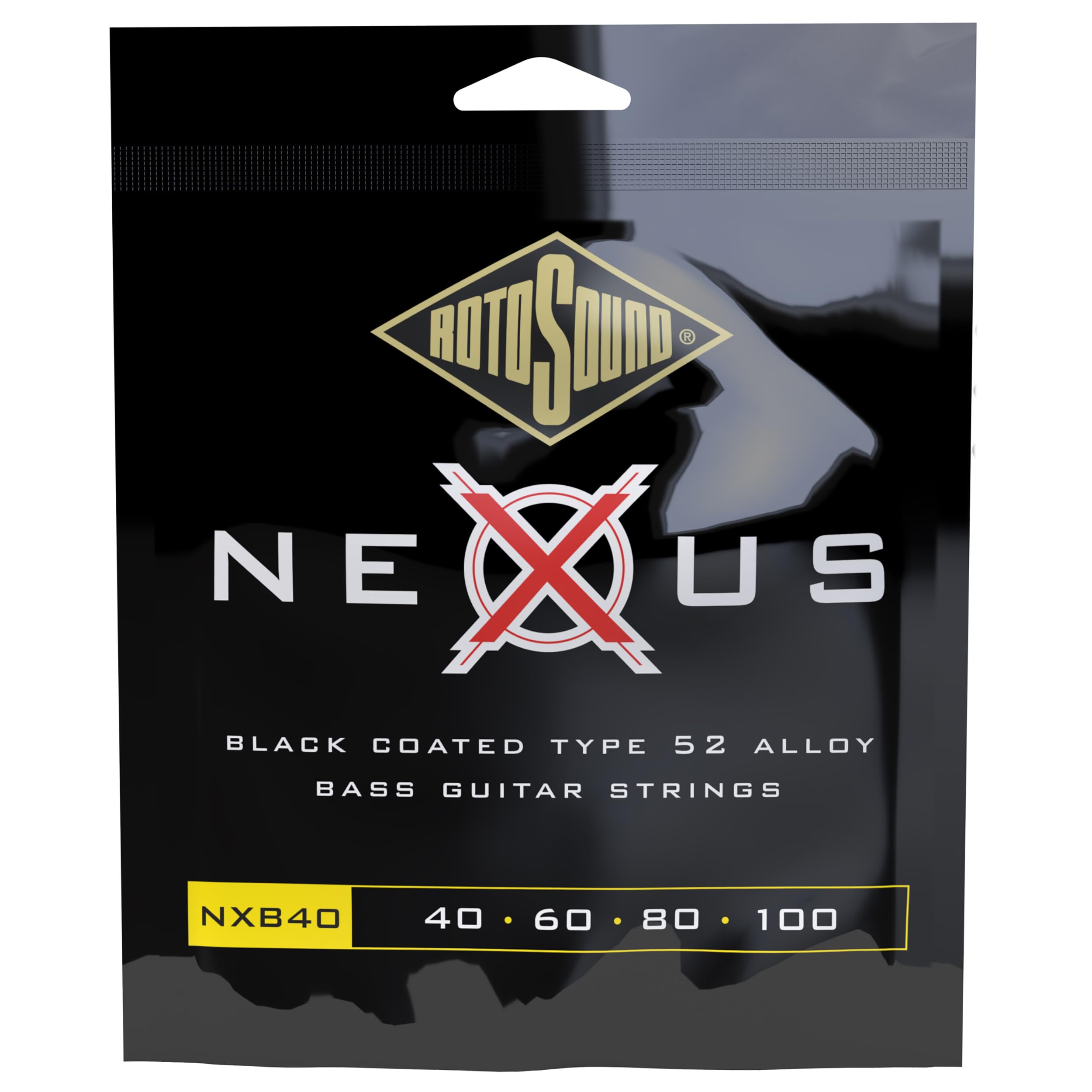 Rotosound NXB40 Black Coated Type 52 Medium Gauge Roundwound Bass Strings (40 60 80 100) — image 1
