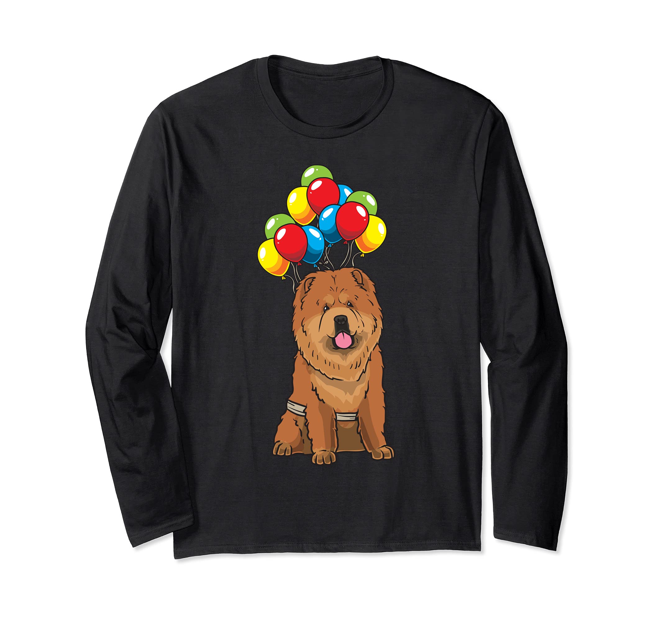 Funny Chow Chow Dog With Balloons Long Sleeve T-Shirt