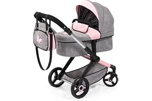 Bayer - Dolls Pram Xeo - Baby Stroller for Dolls with Bag, Adjustable, Reversible Handle, Foldable - Dolls Up to 18” - Age 3+