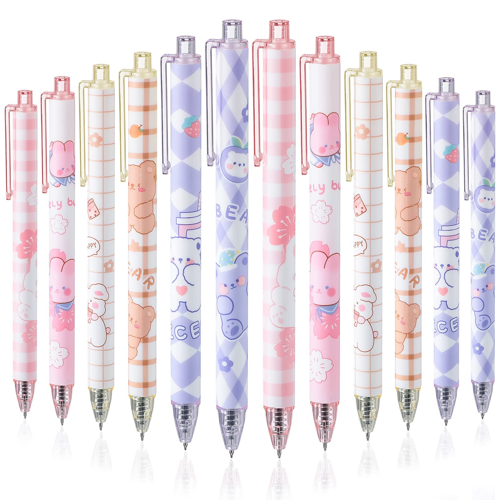 Photo 1 of Qualirey 12 Pcs Kawaii Gel Ink Pen 0.5 mm Black Ink Kawaii Pens Retractable Fine Ballpoint Pen Stylish School Supplies for Boys Office Girls Stationery Supplies Gift(Blossomy)