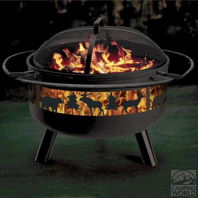 Amazon Com Solid Steel Fire Pit Grill Combo Sports Outdoors