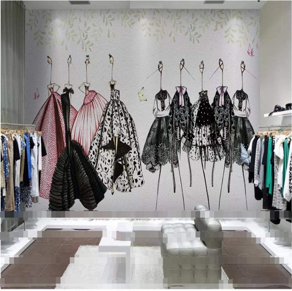 Customize 4D Mural Wallpaper Wall Decoration,Wallpaper Abstract Retro Hand-Painted Beauty Clothing Store Background Wall Decoration For Nail Shop Makeup Shop Hair Salon Clothing Store Background Wallp