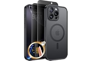 GOLBINBOX Magnetic for iPhone 16 Pro Max Case with Camera Control Button,Compatible with MagSafe,[Full Camera Protection][Privacy Screen Protector]Non-slip Matte Translucent iPhone 16 ProMax Phone Cover(Black)