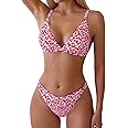 ZAFUL Women's 2 Piece Floral Print Swimsuit Triangle String High Cut Bikini Sets Bathing Suit