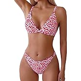 ZAFUL Women's 2 Piece Floral Print Swimsuit Triangle String High Cut Bikini Sets Bathing Suit