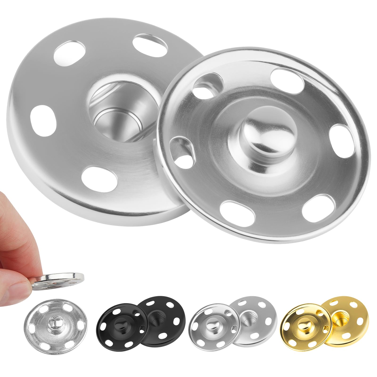 Photo 1 of 1Inch/25mm Large Sew on Snap Buttons 24Set Sew-on Snaps Sewing Snaps for Fabric, Metal Snaps Fasteners Press Studs Buttons for Sewing Clothing,3 Colors