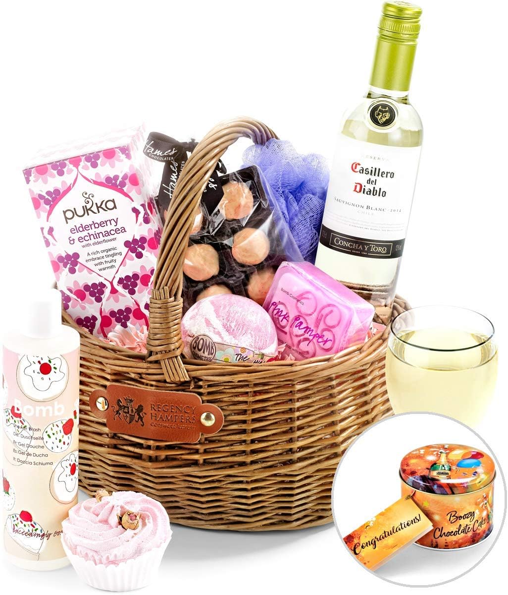 Congratulations Pampering Set in Gift Basket With White