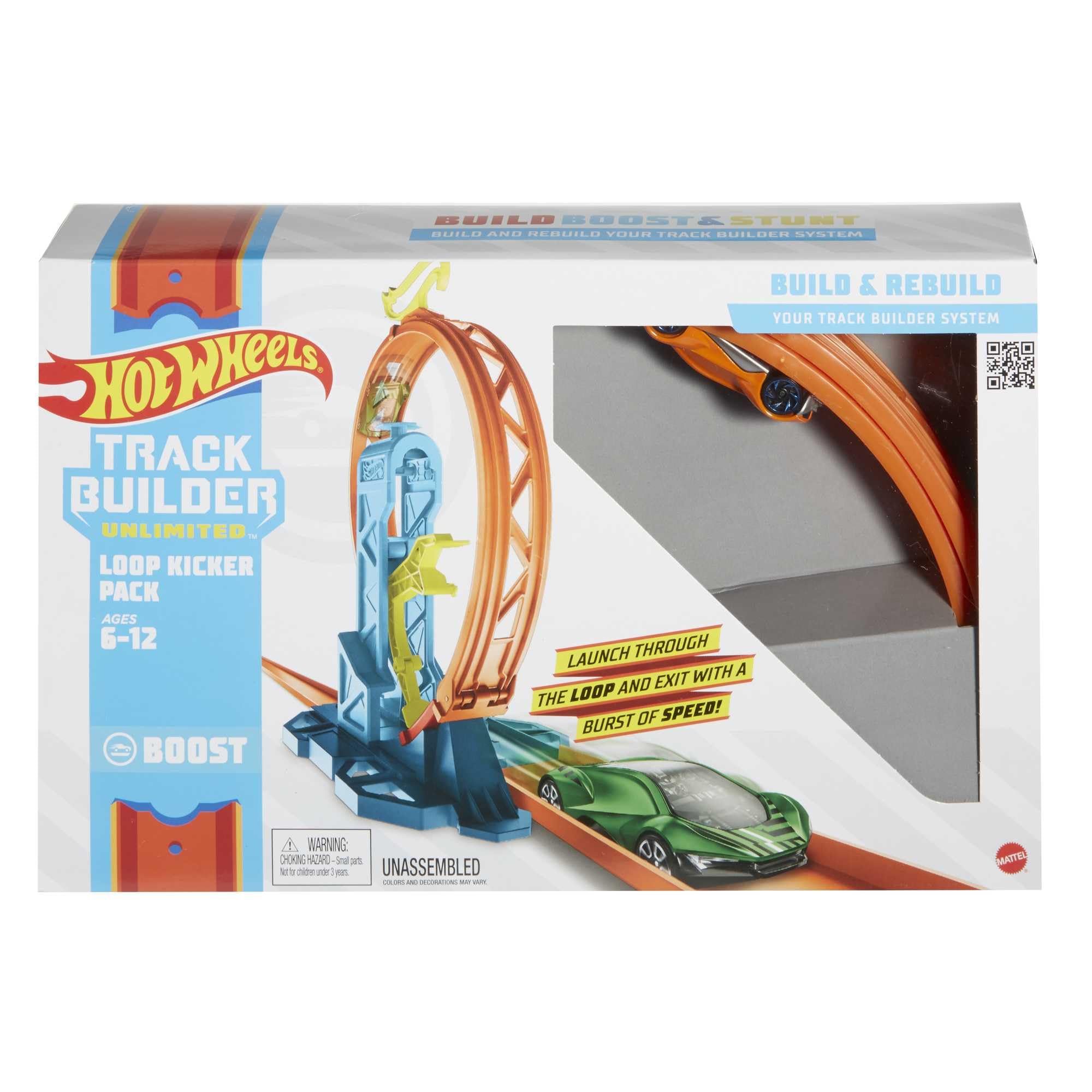 Hot Wheels Track Builder Pack Assorted Loop Kicker Pack Connecting Sets Ages 4 and Older, GLC90, packaging may vary