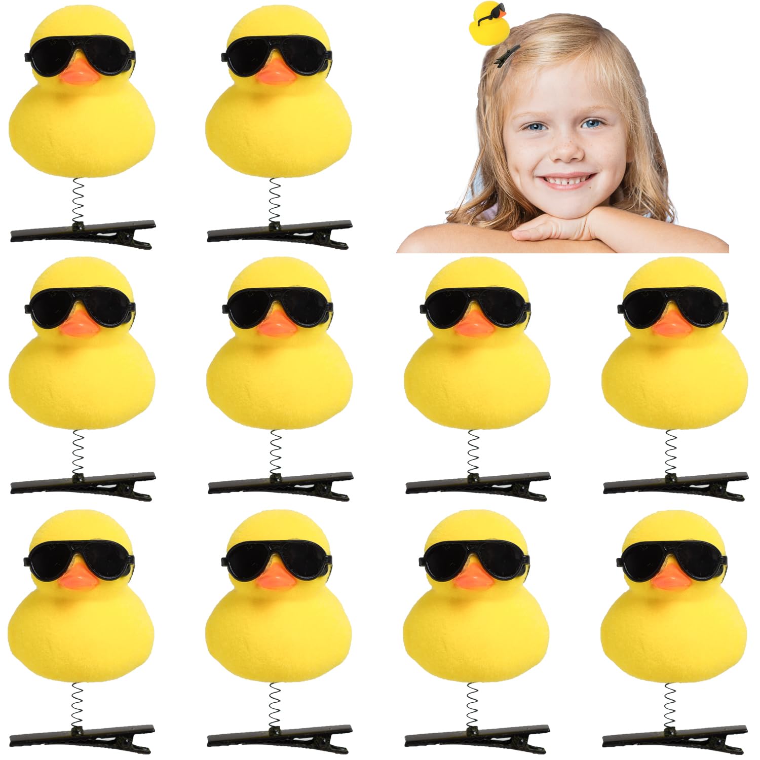 Photo 1 of 10 Pcs Duck Hair Clips, Sunglasses Yellow Duck for Adults and Children Kawaii Cartoon Duck Hair Accessories for School Home Party Props