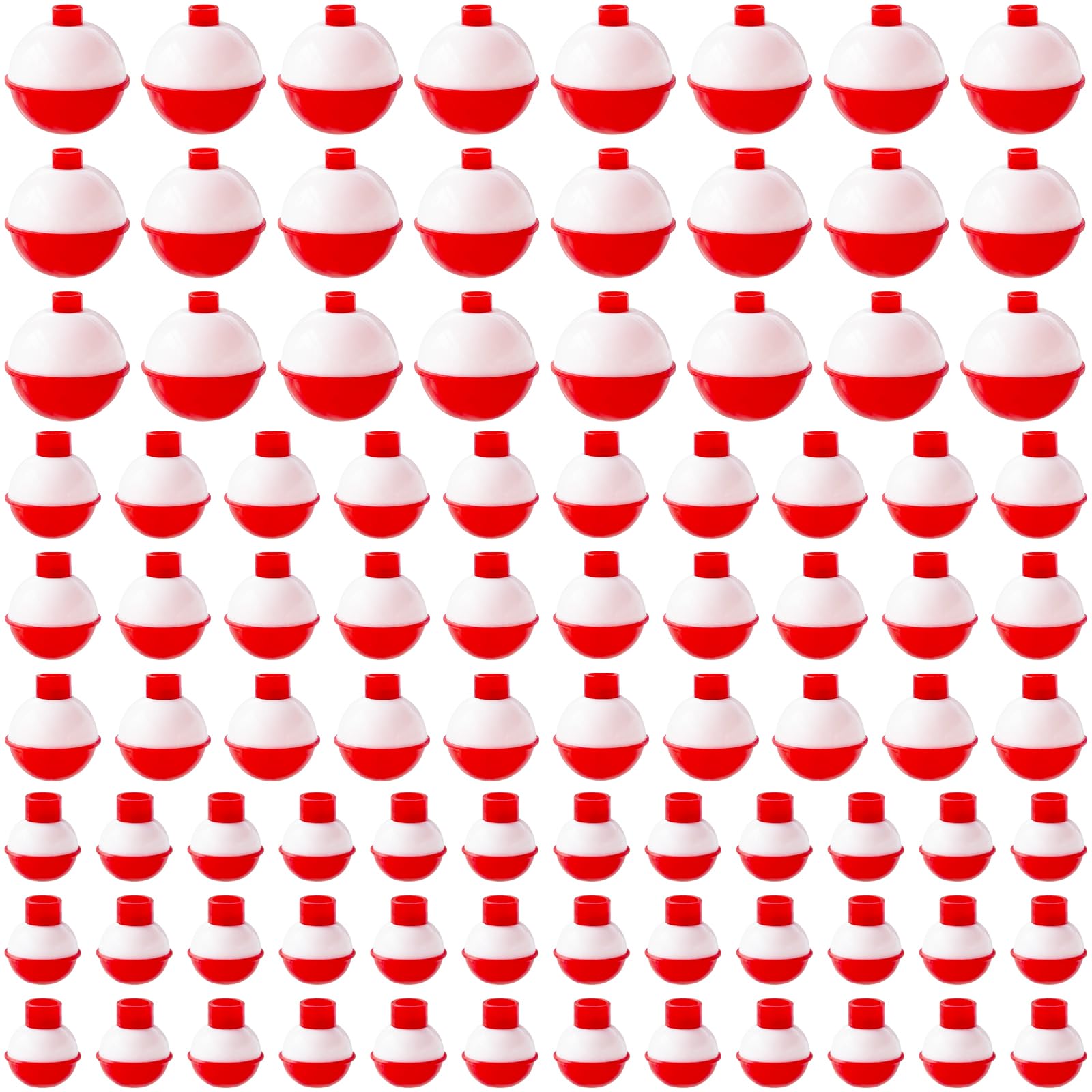 Photo 1 of Woozettn 100 Pcs Fishing Float,Hard ABS Fishing Bobbers,Red and White Bobbers,Push Button Round Buoy Floats for Fishing Tackle Accessories,0.75/1/1.5 Inch