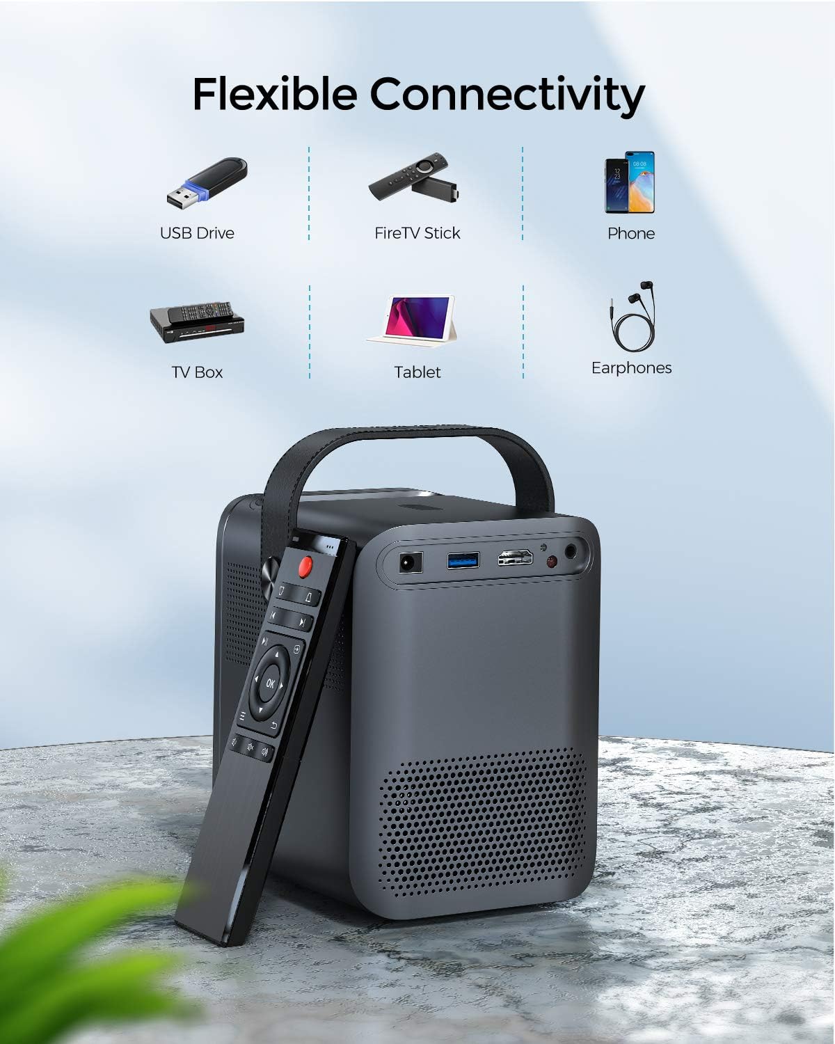 Video Projector, 1080P and 160" Display Supported, Dser Portable Mini Projector with 60,000Hrs LED, 150ANSI 4000 Lumen Home Theater Movie Projector Compatible with Fire TV, Laptops, PC, PS4, HDMI, USB: Electronics
