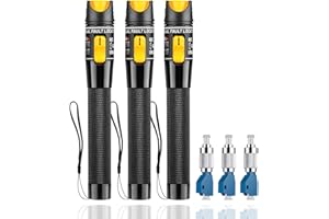 FYBOPTWU - 3pc Fiber Optic Visual Fault Locator VFL Fiber Optic Cable Tester with 3pcs Singlemode 9/125um FC Male to LC Female Adapter, Yellow Switch (Mode Number: VFL-50)