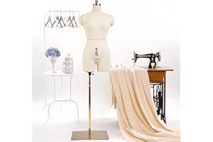 lavandeform Female Sewing Mannequin Size 8, Professional Dress Form for Tailor Design and Display, Foam Body for Pinning, Height Adjustable Torso with Stable Metal Base (Without Arms Beige, 8)