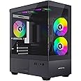 Apevia Phantom-BK Phantom Micro-ATX Dual-Chamber Gaming PC Case w/ 5X 120mm ARGB Fans, 366 RGB Modes, Dual Tempered Glass Panels, 240mm Radiator Support, 2X USB3.0, HD Audio Port, Black