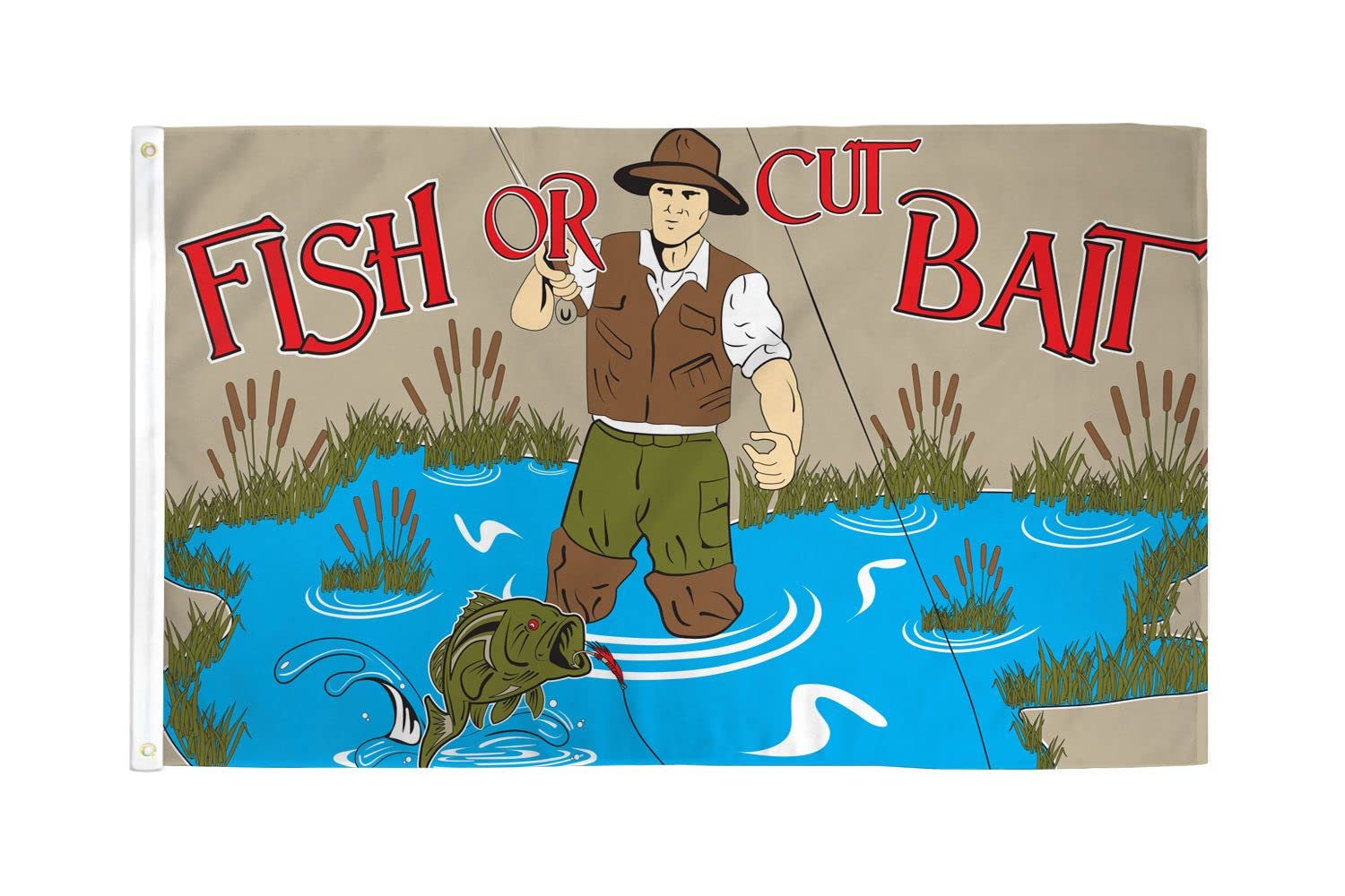 AZ FLAG - Fish Or Cut Bait Flag - 3x5 Ft - 100D Polyester Fishing Banner with Two Metal Grommets - Fade Resistant - Vivid Colors - 3' x 5' Feet - 150x90 Cm