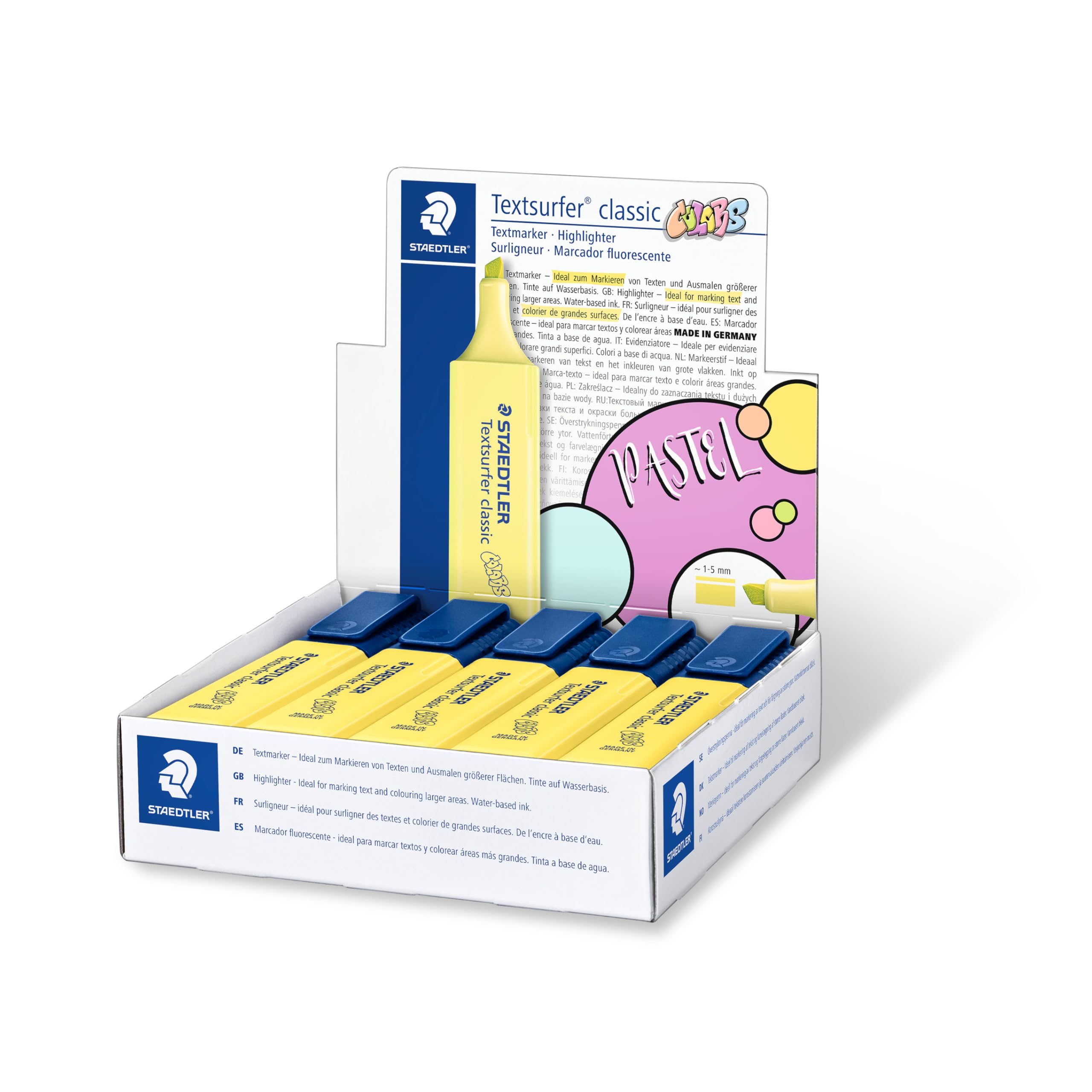 STAEDTLER 364 C-100 Textsurfer Classic Highlighter - Pastel Bright Yellow (Box of 10)