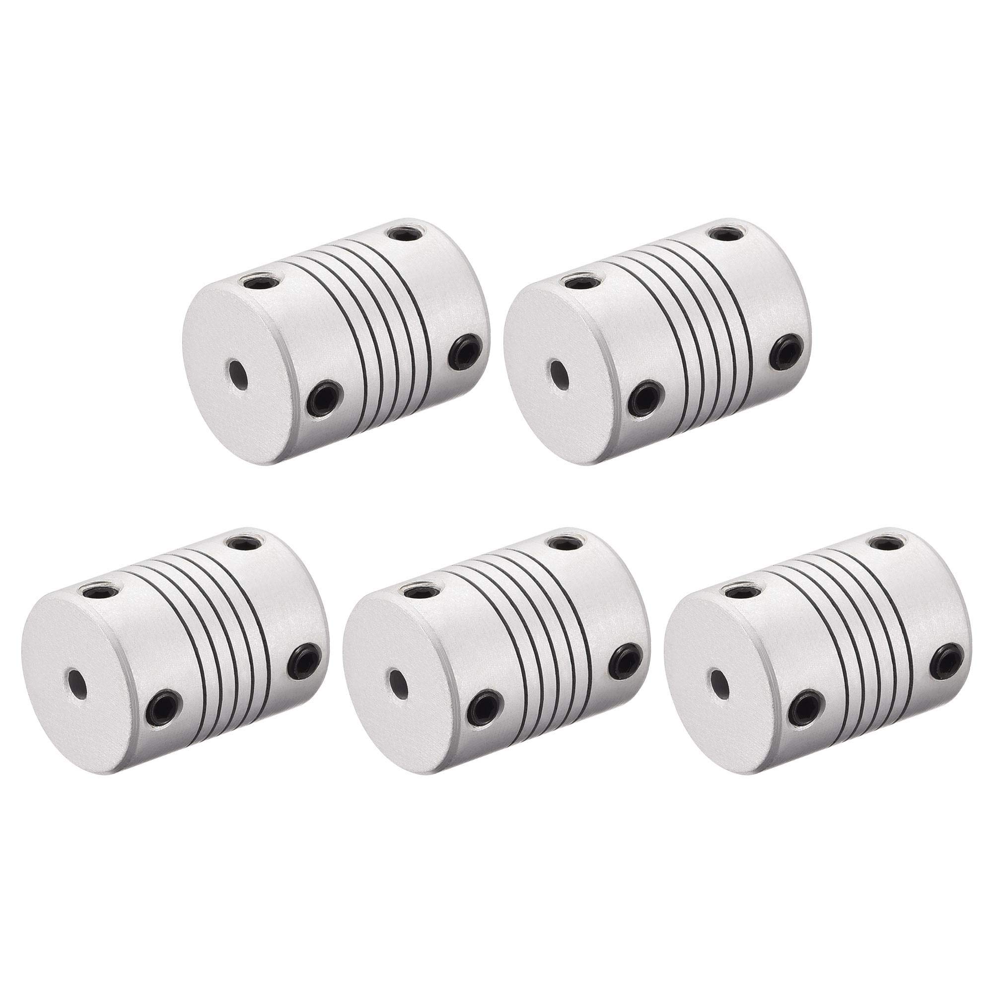 sourcing map 3mm to 6mm Aluminum Alloy Shaft Coupling Flexible Coupler Motor Connector Joint L25xD19 Silver,5pcs