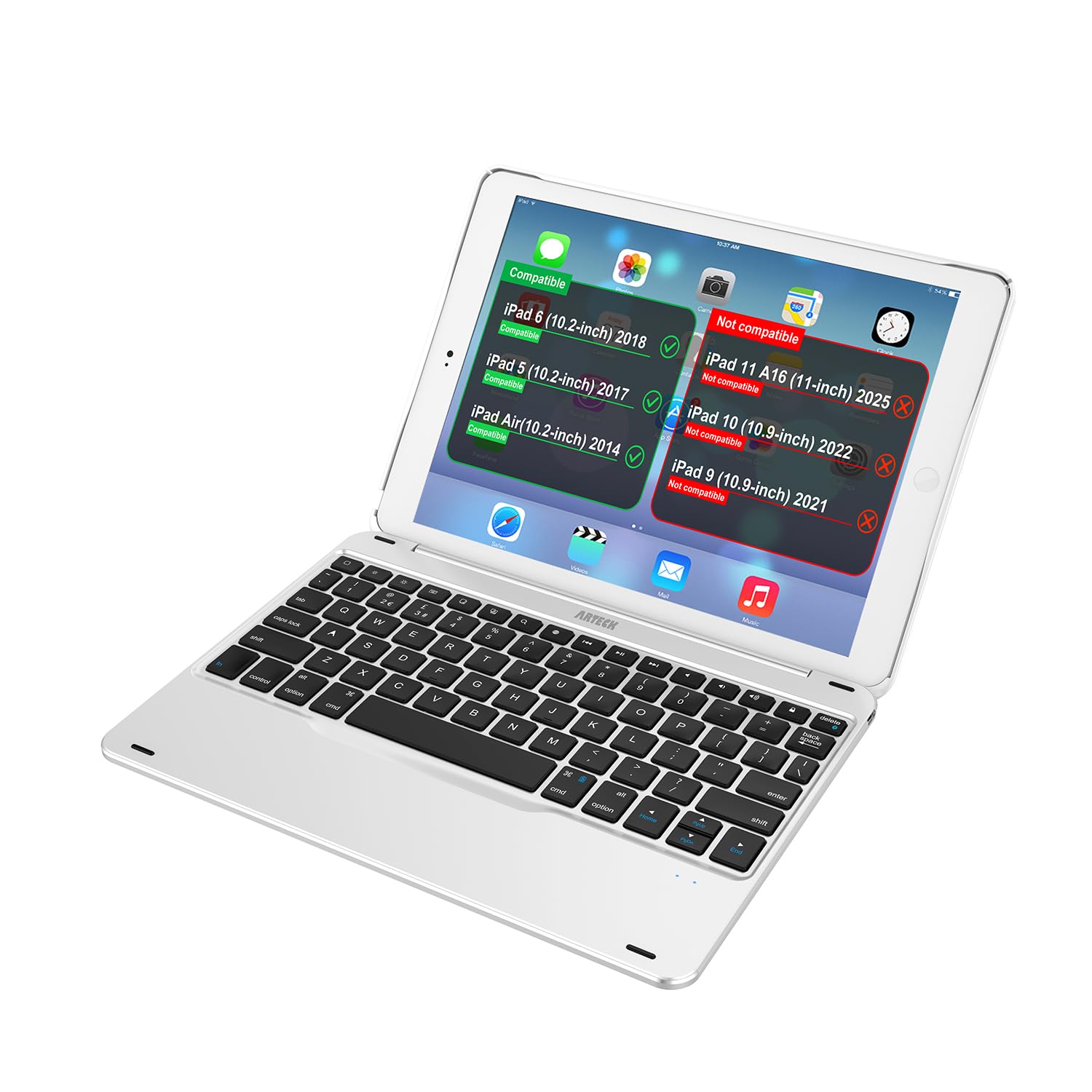 Arteck iPad 9.7-inch (Pad 6, 2018 / Pad 5, 2017) Keyboard, Ultra-Thin Bluetooth Keyboard with Folio Full Protection Case for Apple iPad 9.7" and Pad Air 1 with 130 Degree Swivel Rotating