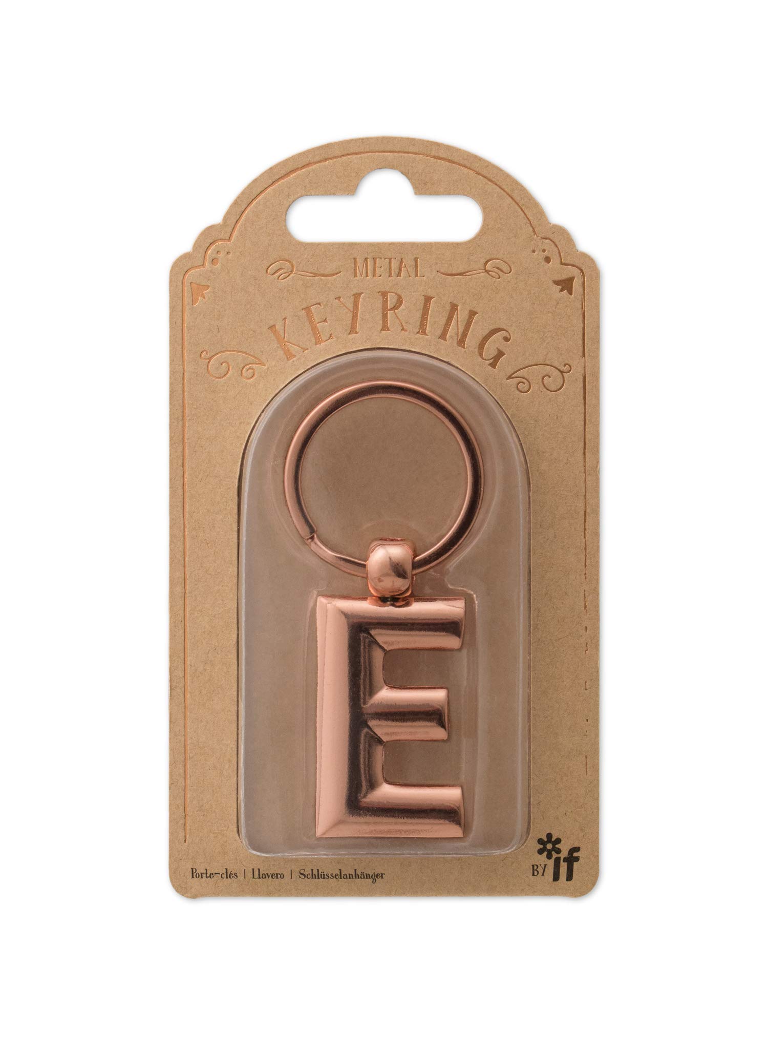 IF Metal Letter Keyring Personalised Alphabet Letters - Rose Gold -E — image 1
