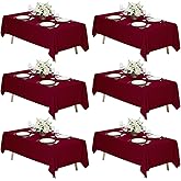 Fixwal 6 Pack Burgundy Table Cloth for Rectangle Table, 70 x 120 Inch Polyester Fabric Tablecloths Rectangular, Covers 6-8ft for Party, Banquet, Dining, Wedding, Graduation
