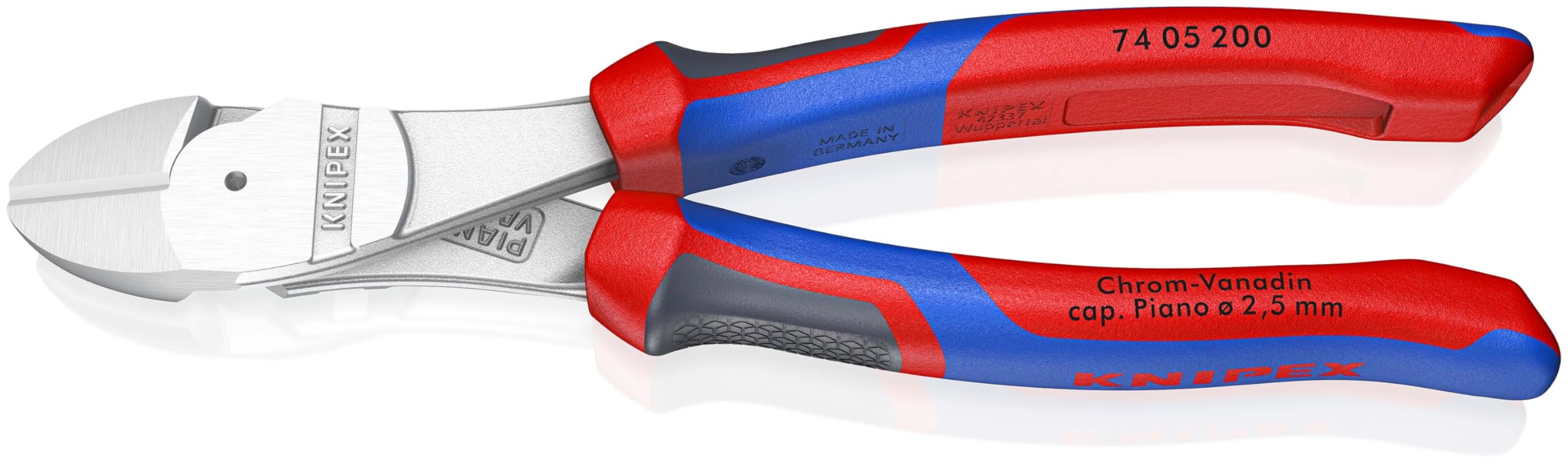 KNIPEX High Leverage Diagonal Cutter Chrome-Plated with Comfort Handles 200 mm, 74 05 200