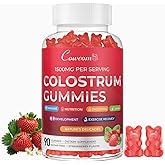 COWCOM Colostrum Gummies with Vitamin D3,Sugar-Free 40% IgG Bovine Colostrum Supplement for Gut Health,Immunity,Bloating,Skin & Hair for Adults and Kids,Strawberry Flavor - 90 Count