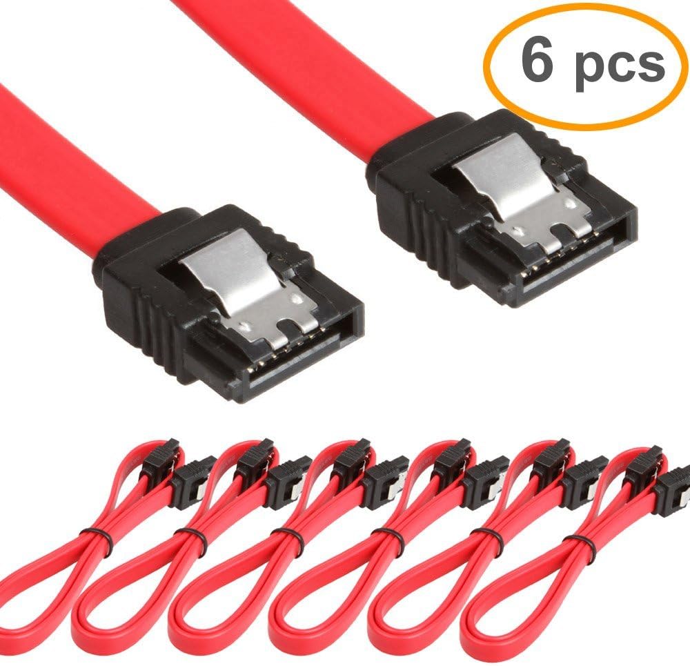 RELPER 6pcs 46cm SATA III 6.0 Gbps Cable with Locking Latch for Hdd SSD DVD (46cm red 6pcs)