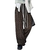 SweatyRocks Women's Y2k Leopard Print Wide Leg Pants Ruffle Loose Pant Long Trousers