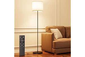 Keepsmile Modern Floor Lamps for Living Room with 12W Bulb Dimmable Floor Lamp with Remote& Linen Shade,Standing Lamps for Office,Custom Color Temperature Led Floor Lamp,Tall Lamp for Bedroom kid Room
