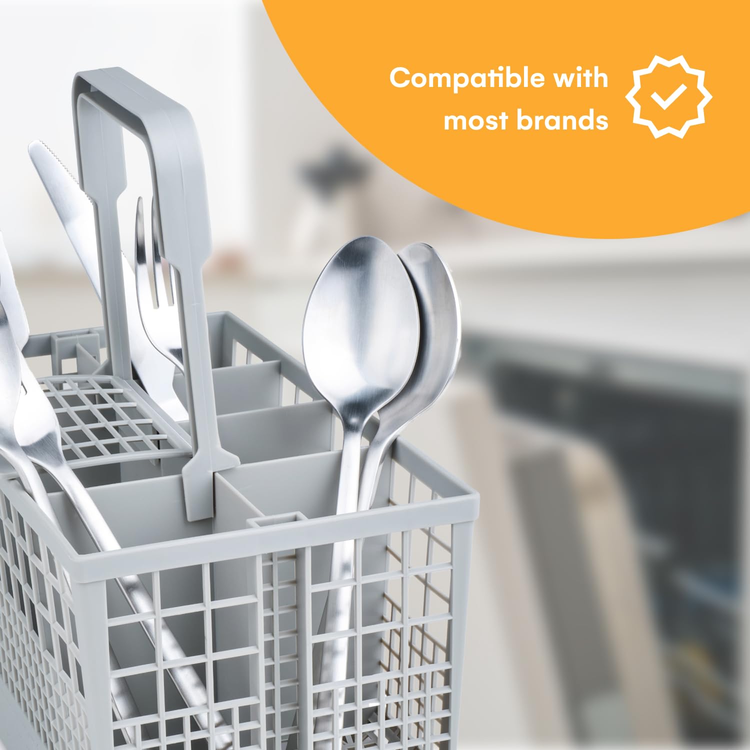 Noa Store Universal Dishwasher Silverware Basket with 7 Compartments and Handle - Ideal for Organizing Cutlery - Silverware Drainer Basket for Kitchen Clean Up - Compatible with Baby Bottles and More