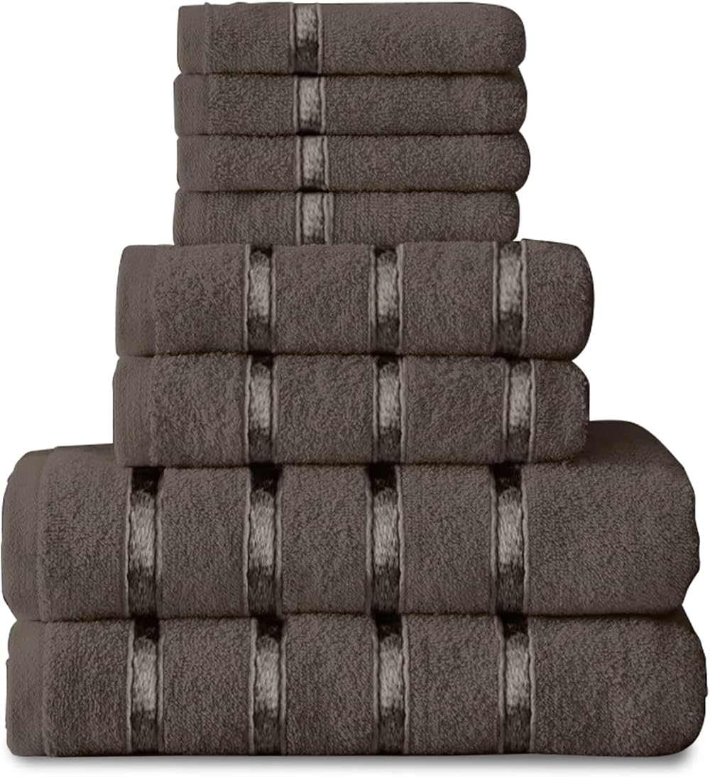 GC GAVENO CAVAILIA 8 Piece Towel Set 450 GSM Dark Grey Cotton