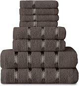 GC GAVENO CAVAILIA 8 Piece Towel Set 450 GSM Dark Grey Cotton